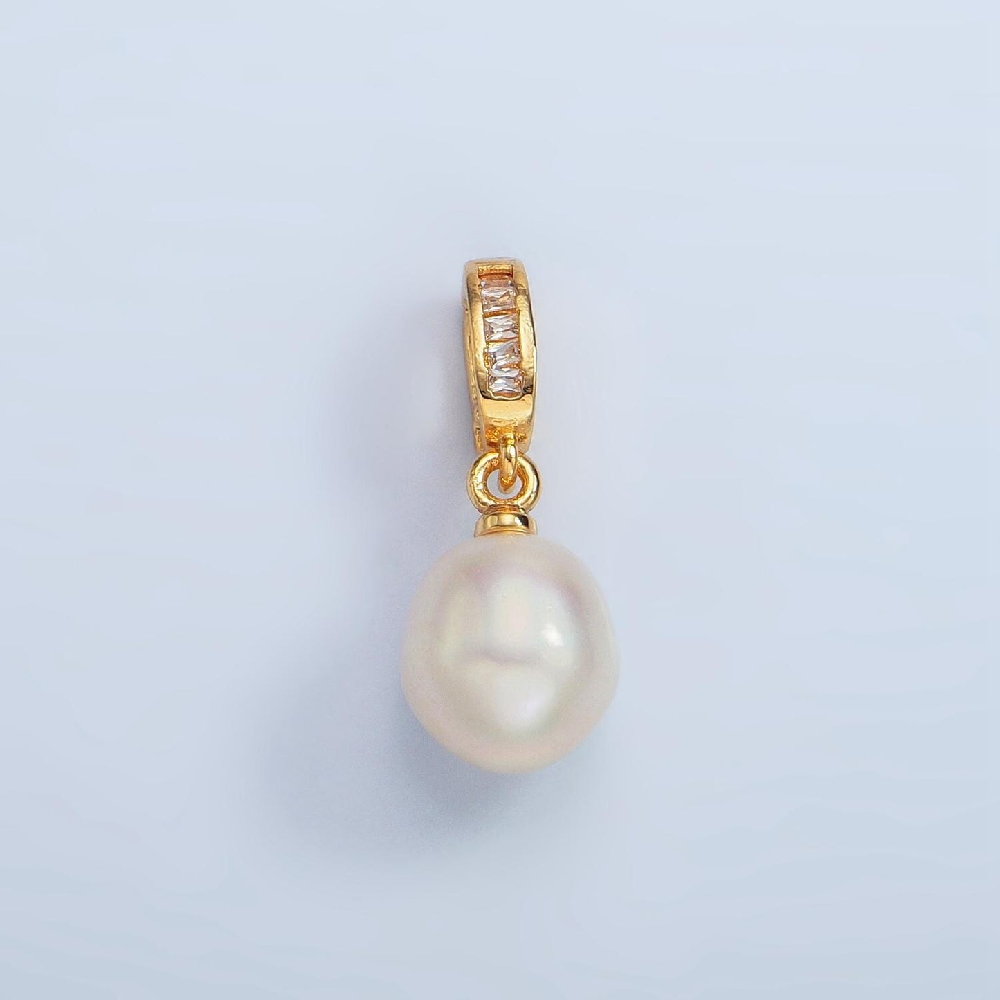 Beautiful white oval pear pearl charm teardrop genuine freshwater wedding pearls pendant with hinged pull clasp charm bail necklace p1873