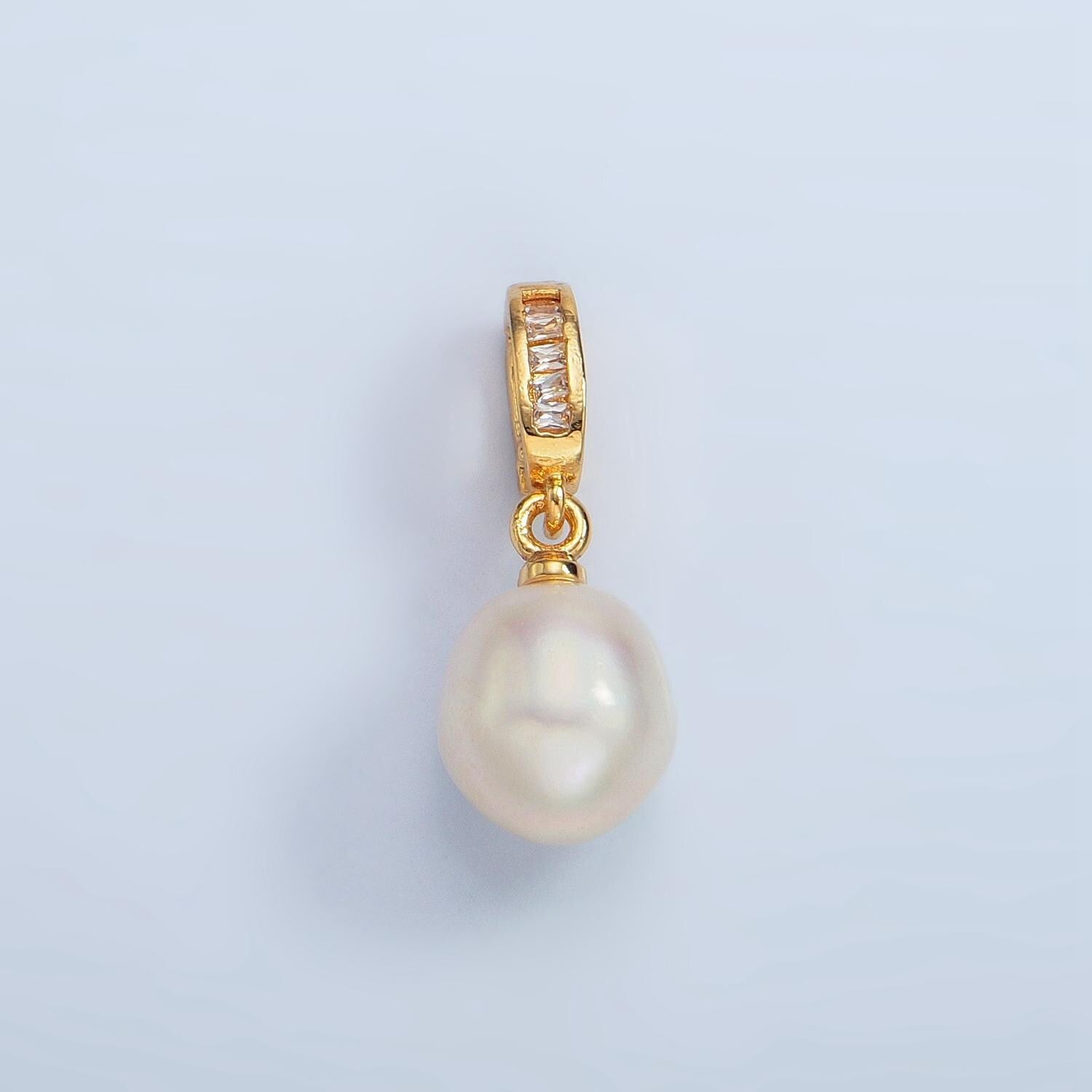 Beautiful white oval pear pearl charm teardrop genuine freshwater wedding pearls pendant with hinged pull clasp charm bail necklace p1873