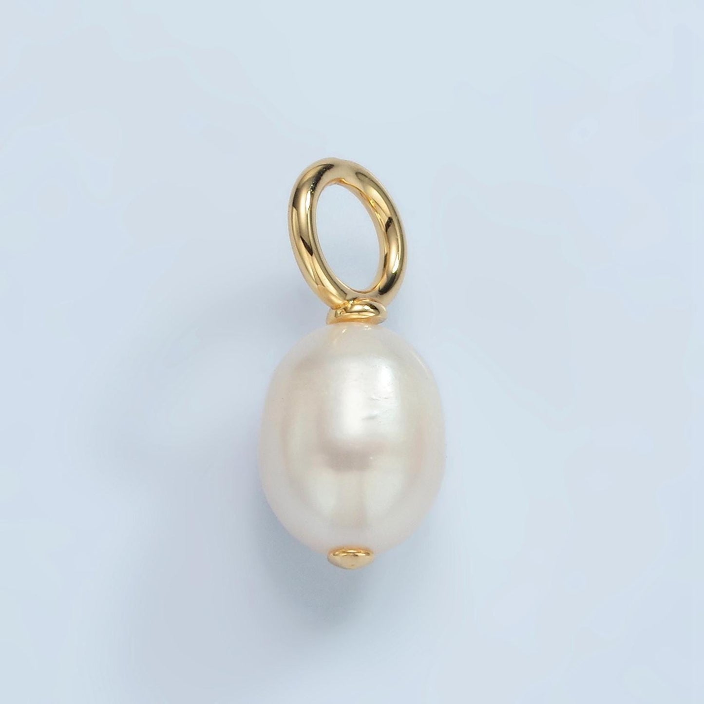 Dainty pearl charm dangle tear drop pendant in 16k gold filled pendant p-1