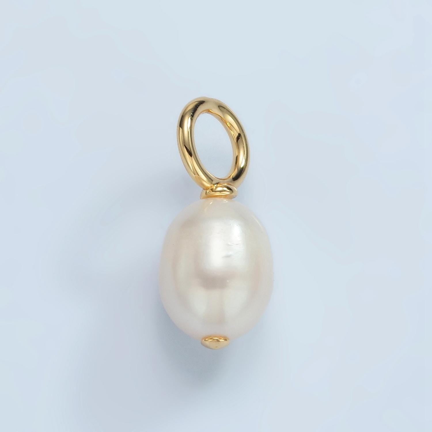 Dainty pearl charm dangle tear drop pendant in 16k gold filled pendant p-1