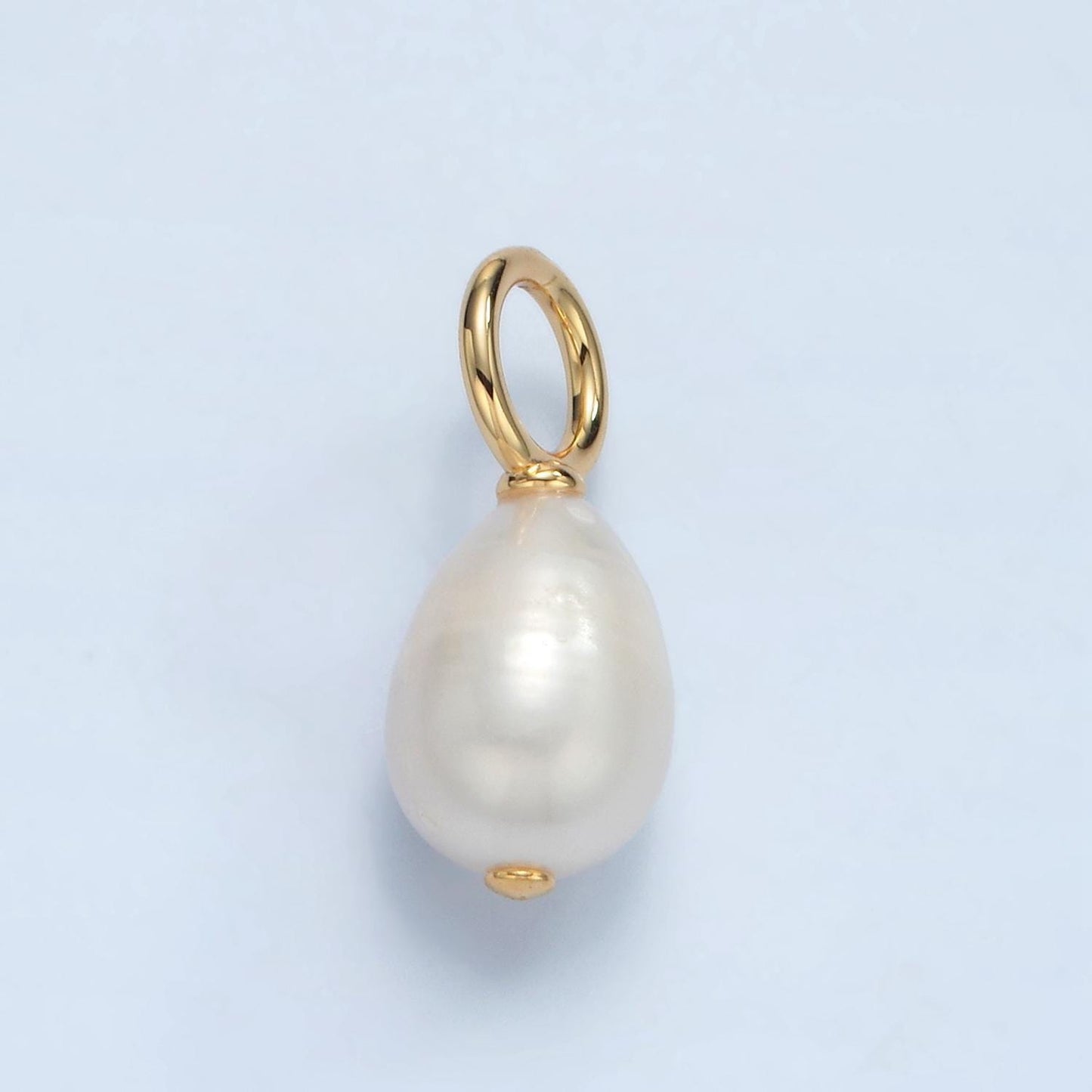 Dainty pearl charm dangle tear drop pendant in 16k gold filled pendant p-1