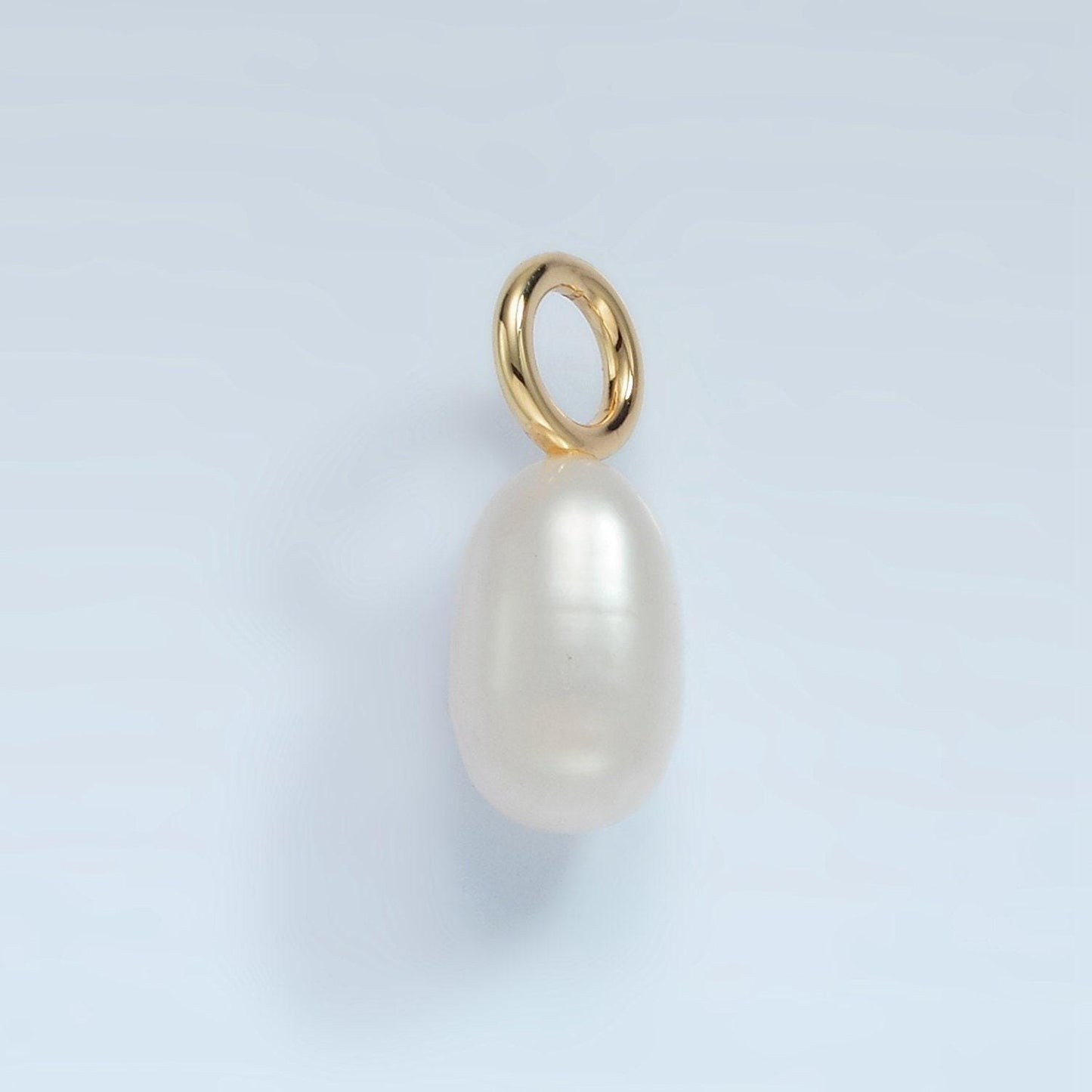 16k gold filled 18mm white freshwater pearl drop pendant | p-1866