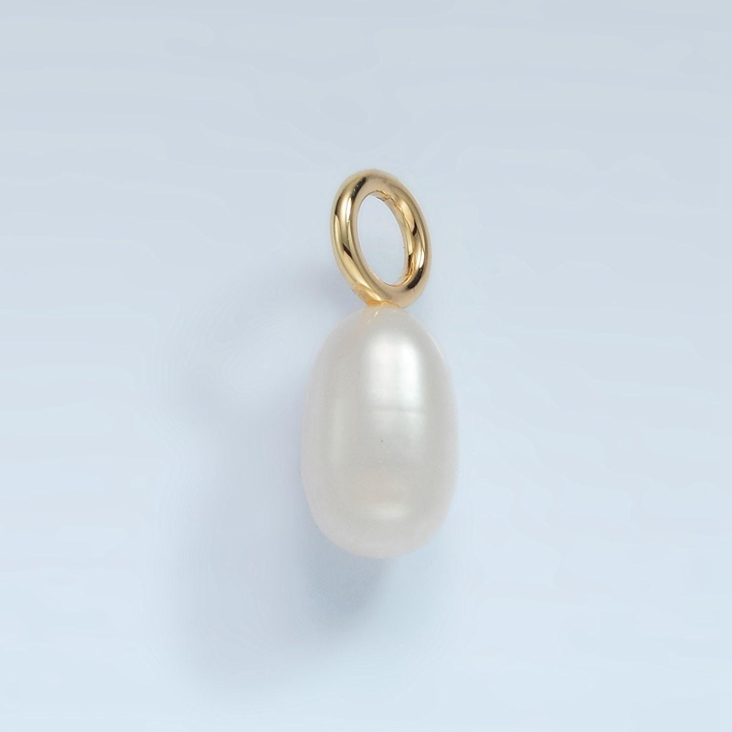 16k gold filled 18mm white freshwater pearl drop pendant | p-1866
