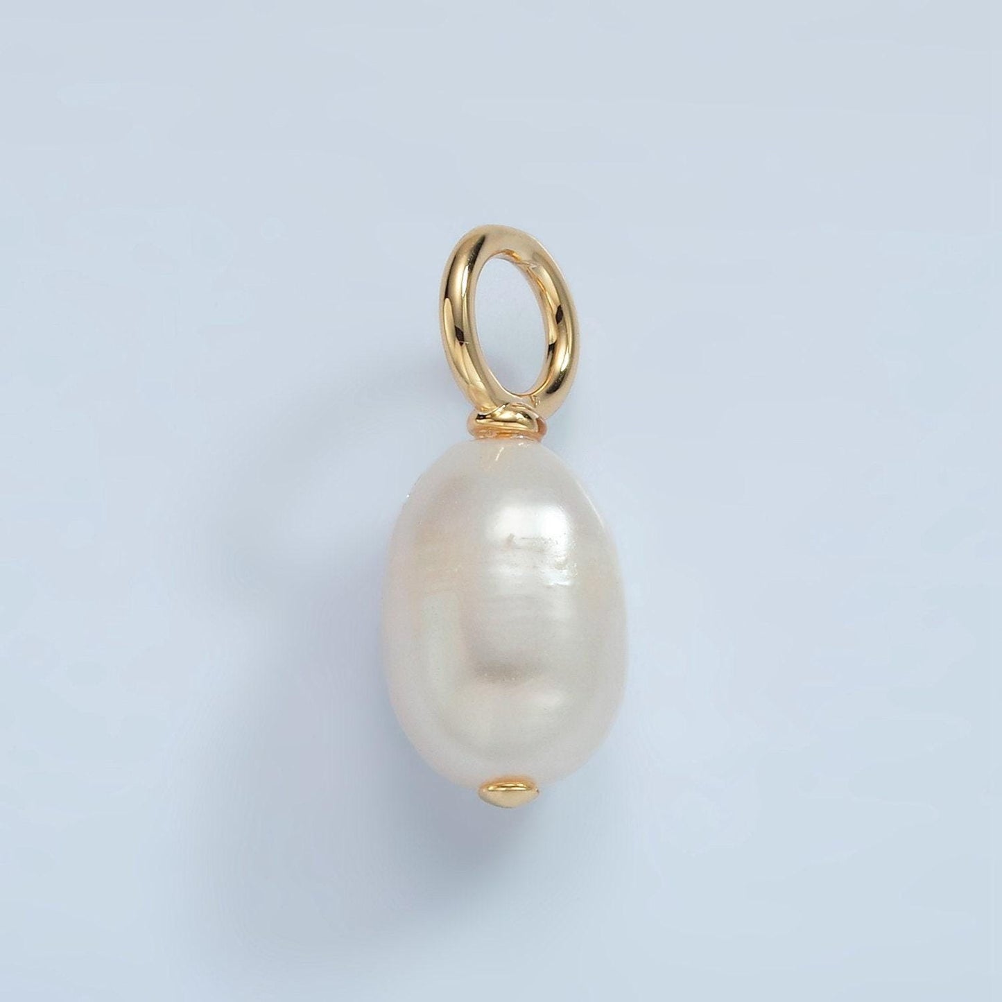 16k gold filled 20mm white freshwater pearl drop pendant | p-1862