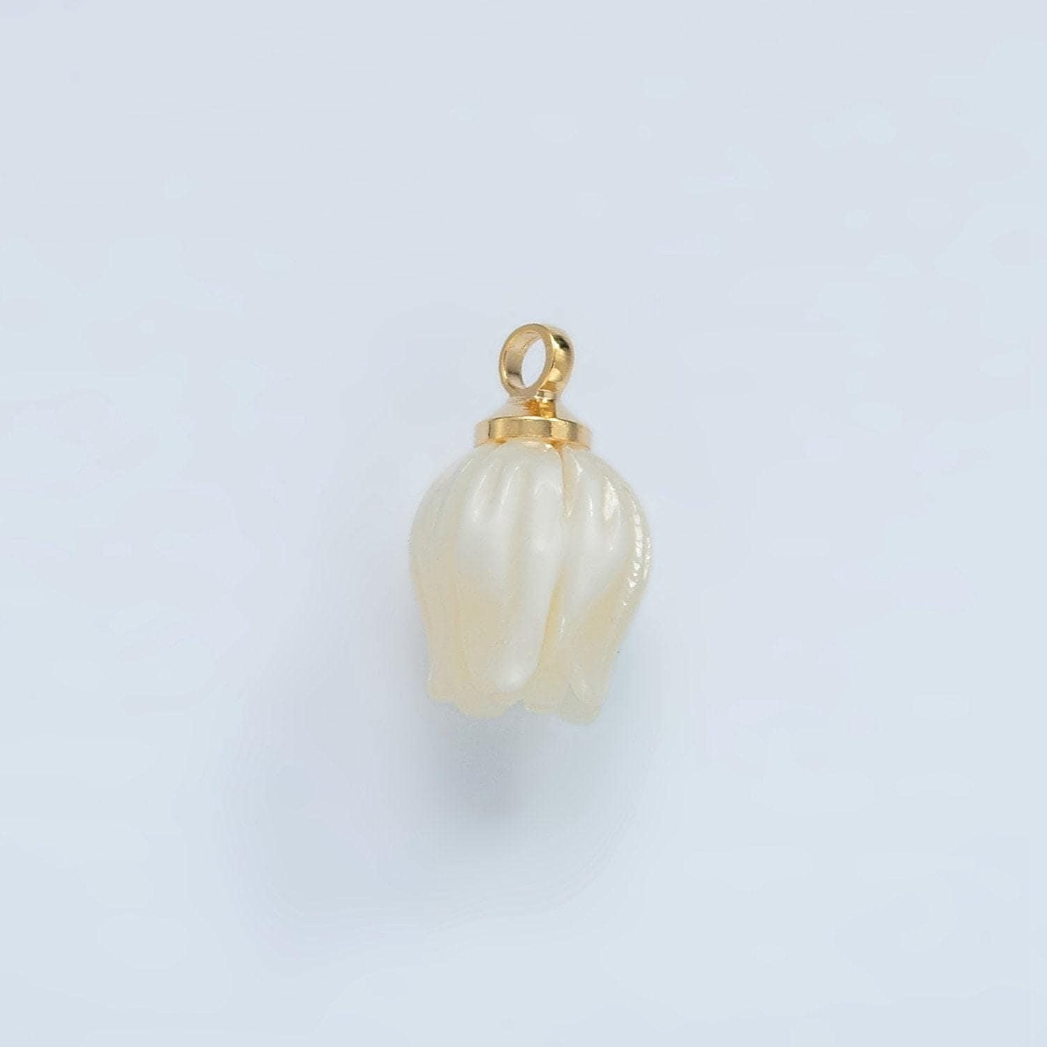 Dainty pearl flower bud charm diy hawaiian jasmine flower floral island style jewelry making pikake pearl pendant supply p1860