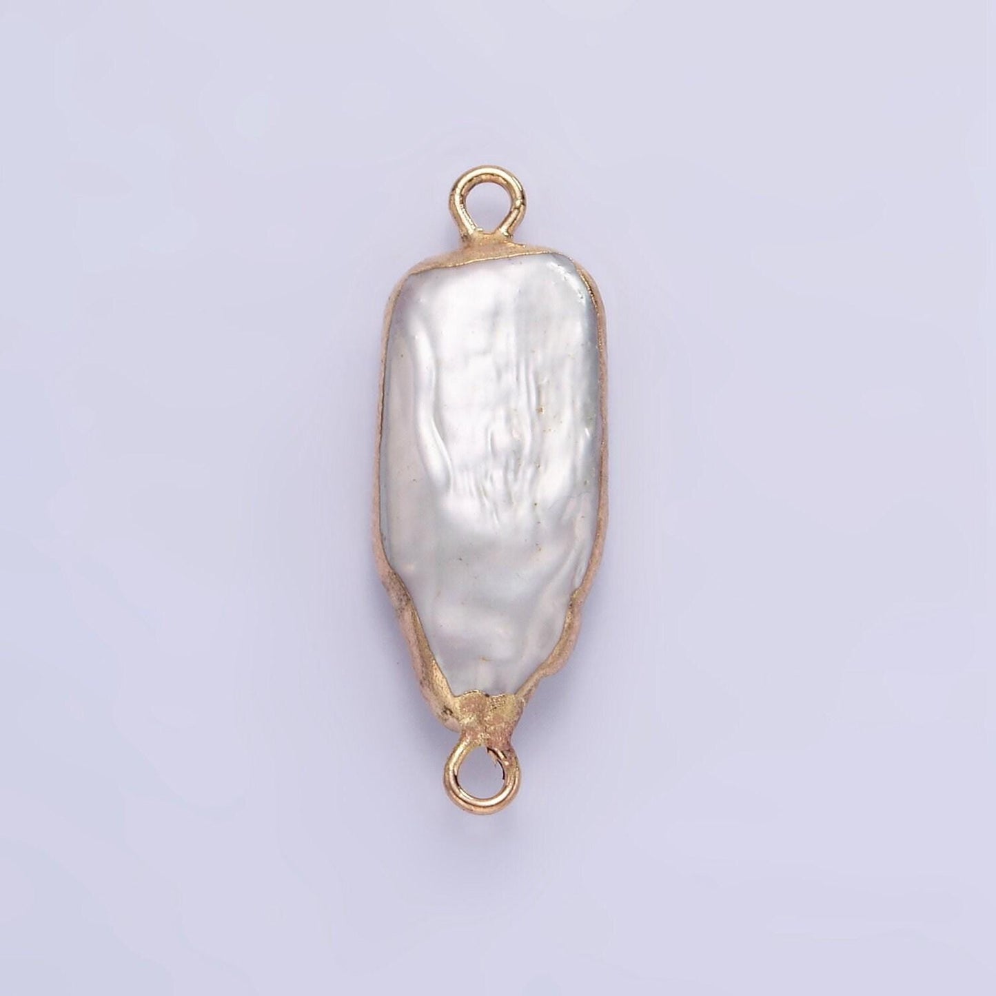 1x mini freeform rectangle freshwater pearl long geometric gold coated add-on charm connector for bracelet necklace earring component p-1858