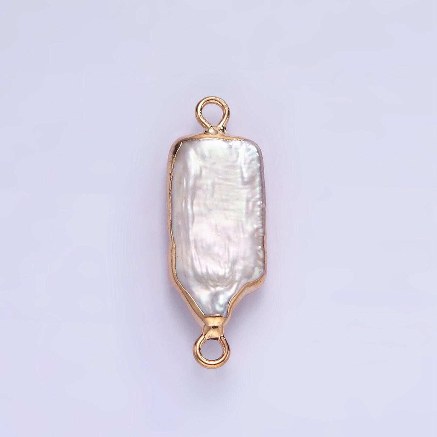 1x mini freeform rectangle freshwater pearl long geometric gold coated add-on charm connector for bracelet necklace earring component p-1858