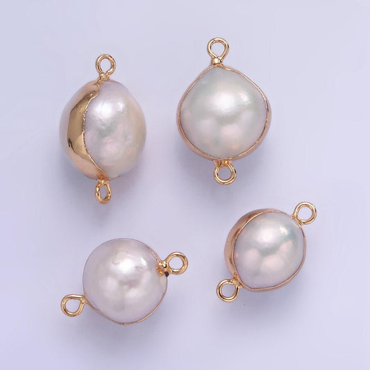 1x mini white freshwater pearl teardrop gold coated add-on charm connector for bracelet necklace earring component | p-1857