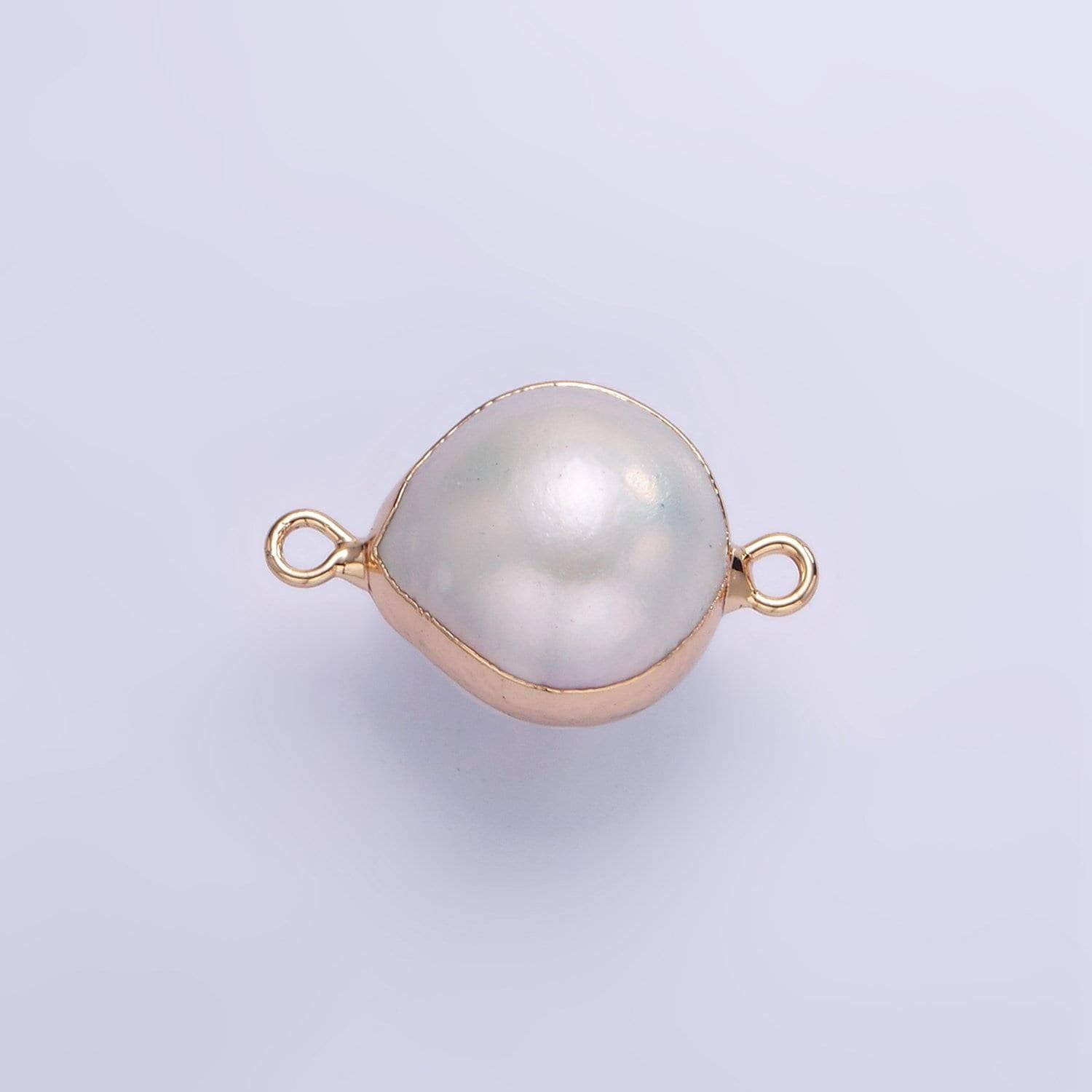 1x mini white freshwater pearl teardrop gold coated add-on charm connector for bracelet necklace earring component | p-1857