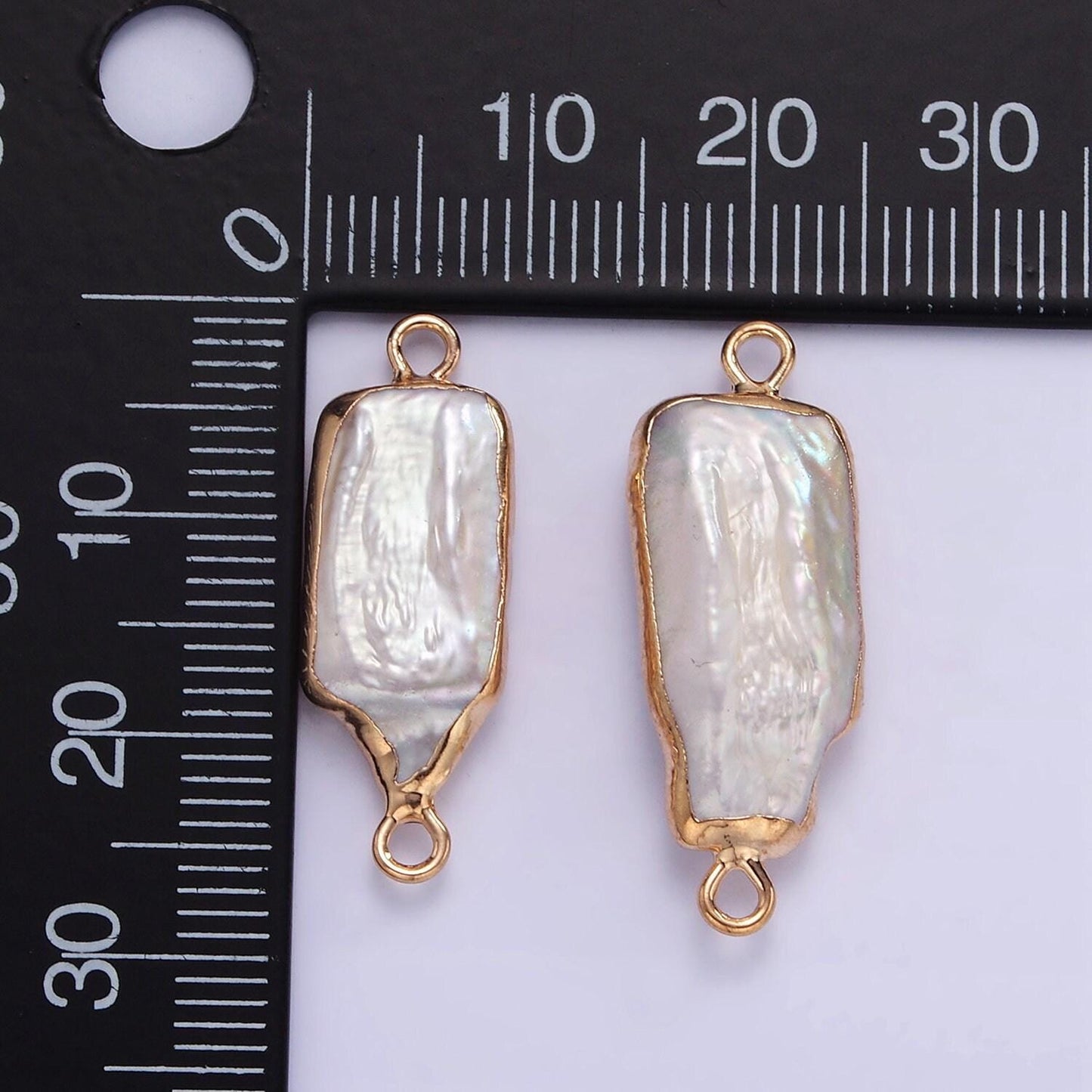 1x mini freeform rectangle freshwater pearl long geometric gold coated add-on charm connector for bracelet necklace earring component p-1858
