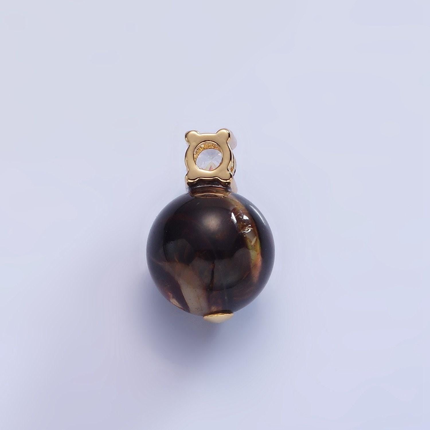 Natural black brown mother of pearl shell round beads 10mm charm high quality iridescent pearl gemstone pendant for jewelry making p1791