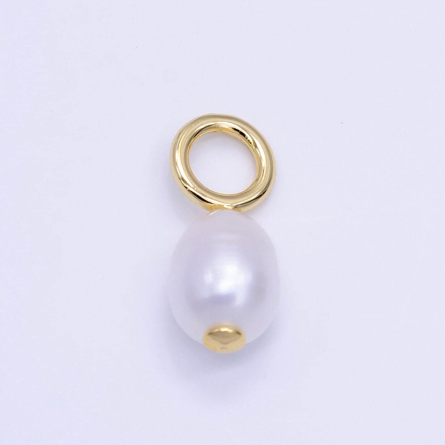 Mini 14k gold filled ringed shell pearl drop pendant wedding jewelry inspired charm necklace earring component | p1756