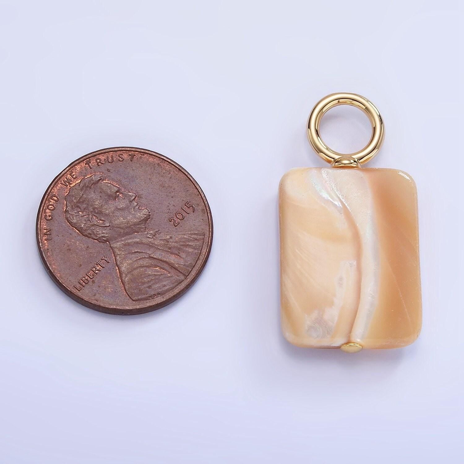 Beautiful mauve champagne white brown rectangle pearl charm genuine freshwater shell mermaid pearls pendant with big hole for charm p-1754