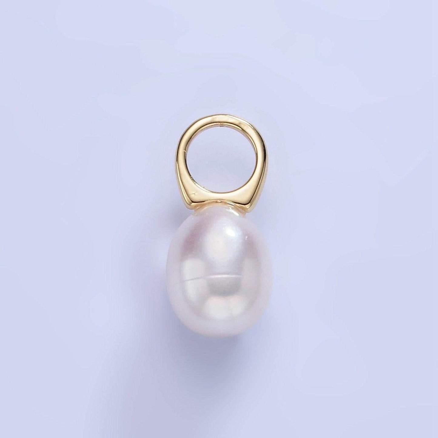 14k gold filled ringed shell pearl drop pendant wedding jewelry inspired charm necklace earring component | p1743