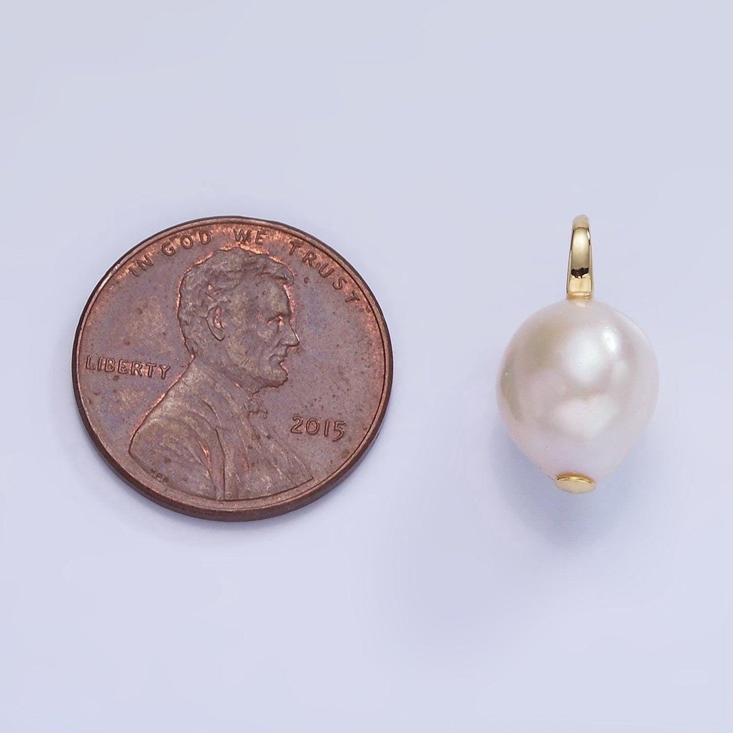 14k gold filled 16mm baroque freshwater pearl drop pendant | p-1728