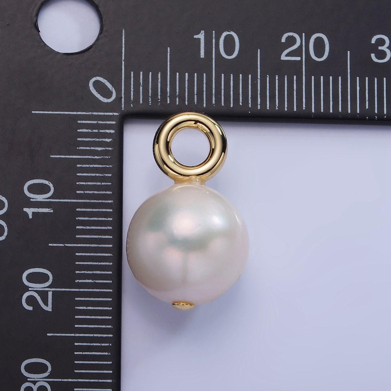 Big hole 14k gold filled 13mm freshwater pearl round drop for wedding minimalist jewelry for necklace earring component | p1712