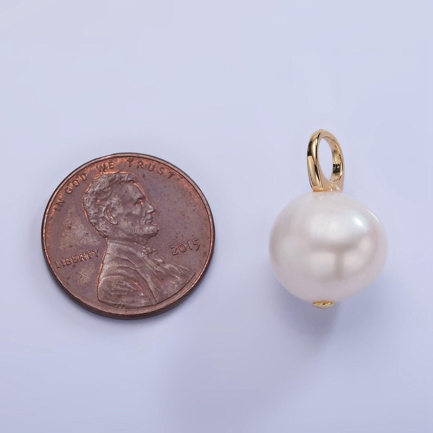 14k gold filled fresh water pearl charm 13mm potato pearl pendant | p-1711