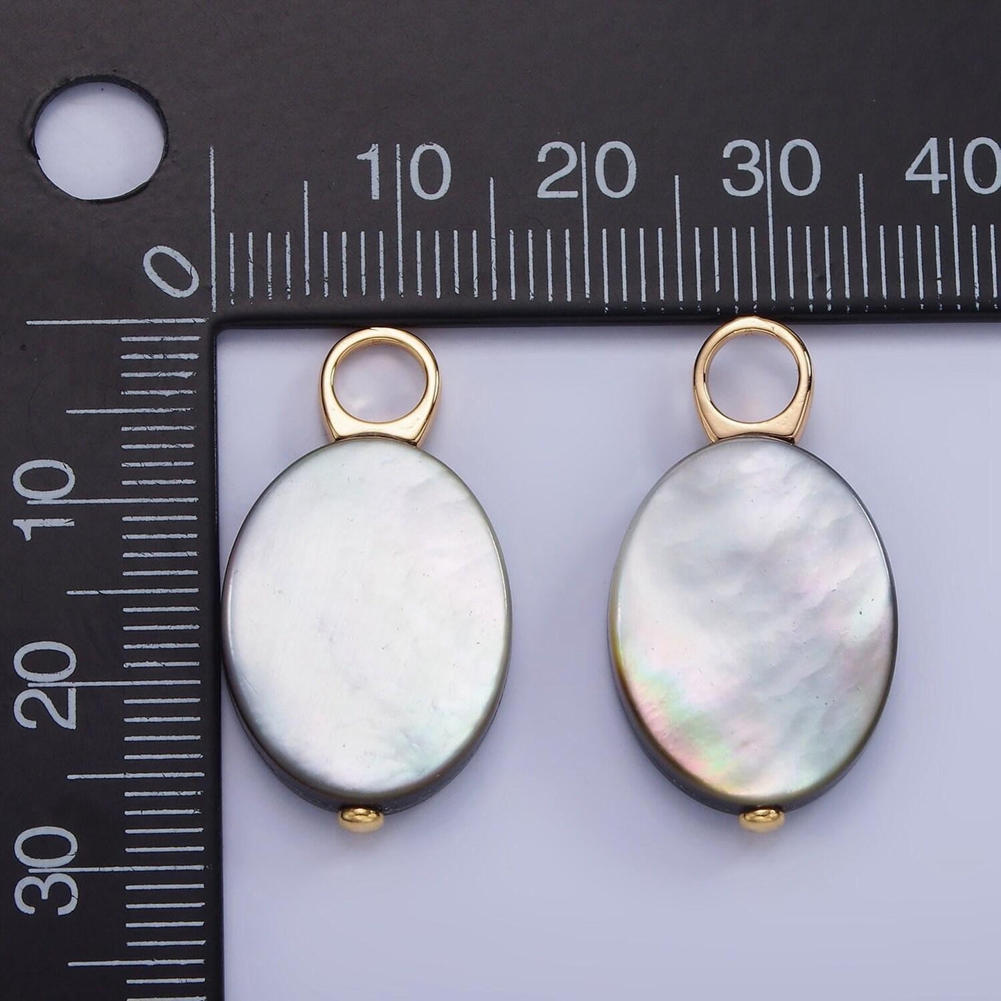 14k gold filled 28mm black tahitian shell pearl oval flat pendant | p-1679