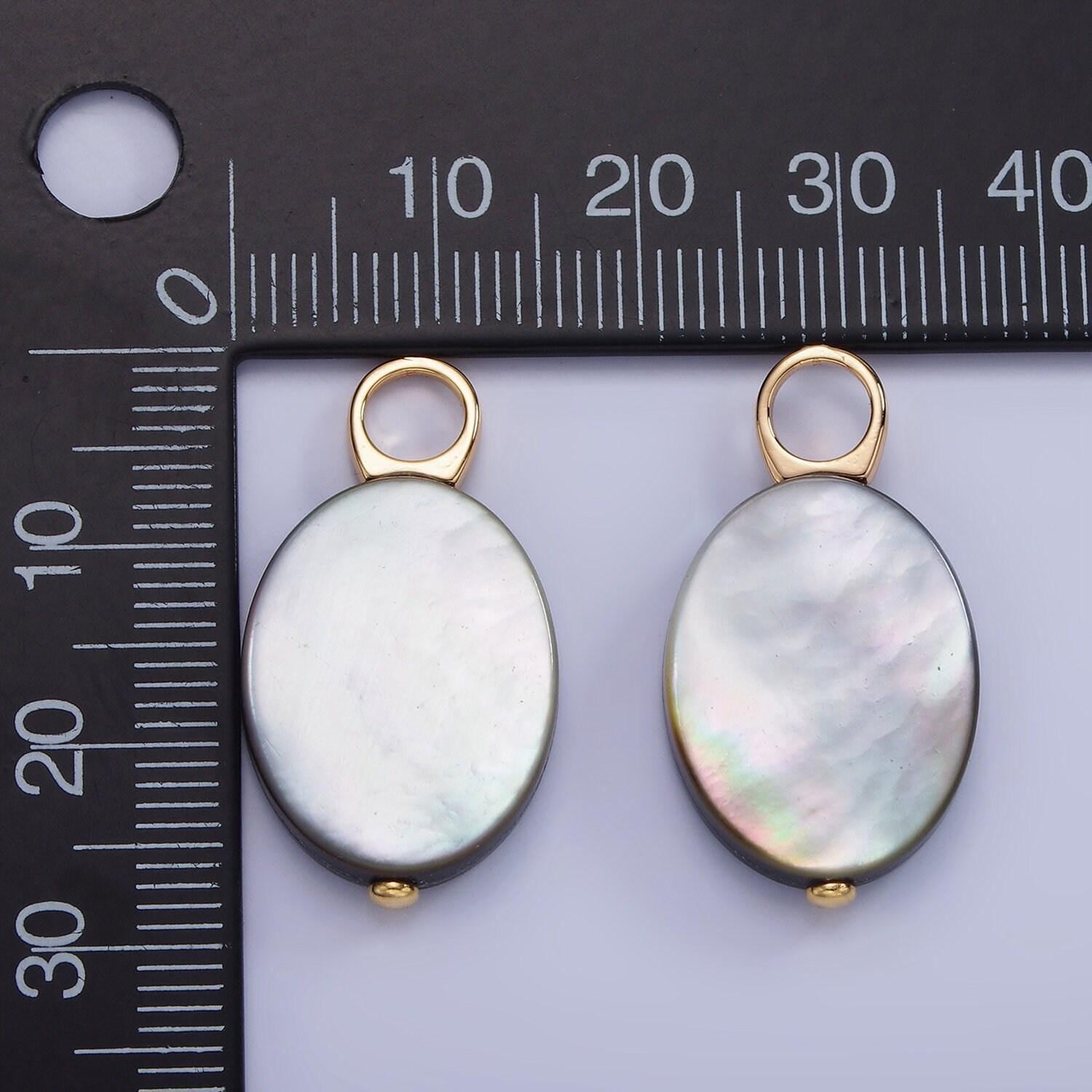 14k gold filled 28mm black tahitian shell pearl oval flat pendant | p-1679