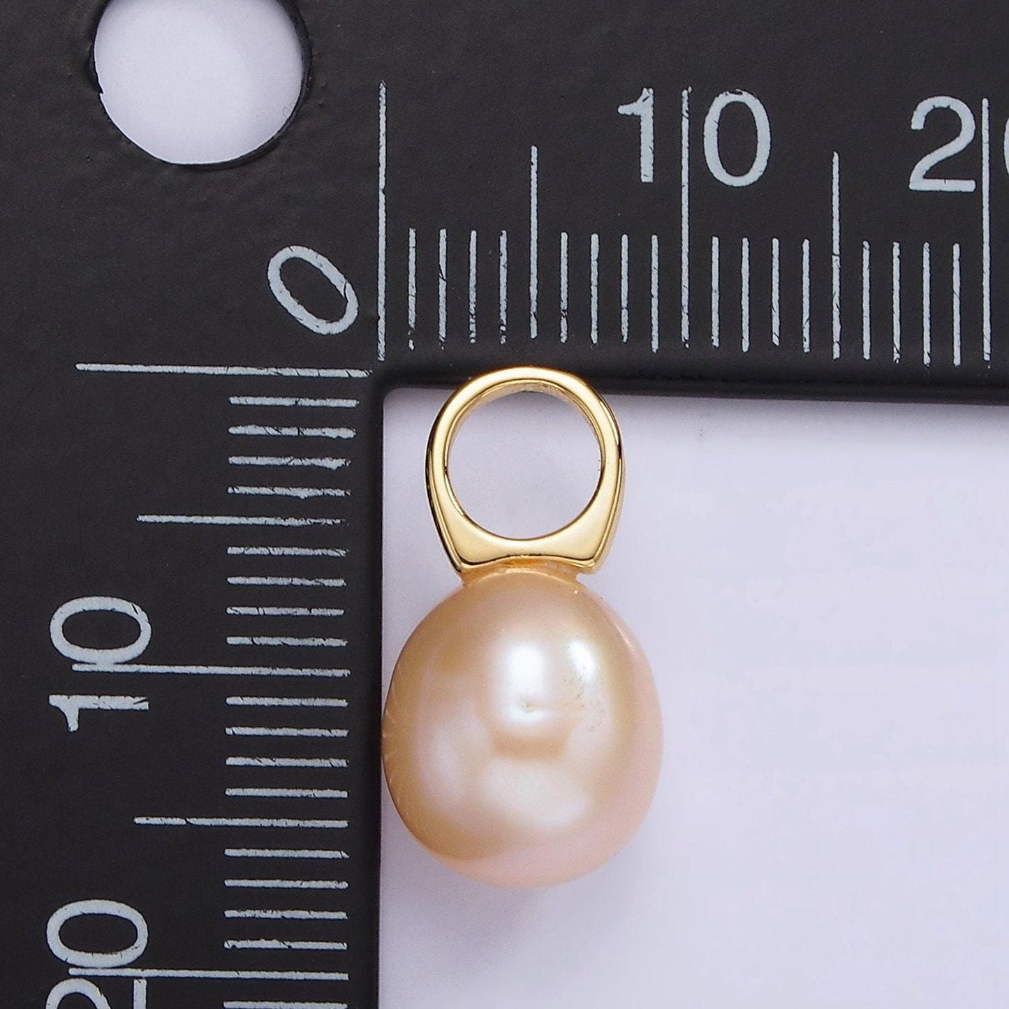 Big hole 14k gold filled 16mm peach pink freshwater pearl button drop for wedding minimalist jewelry for necklace earring component | p1663