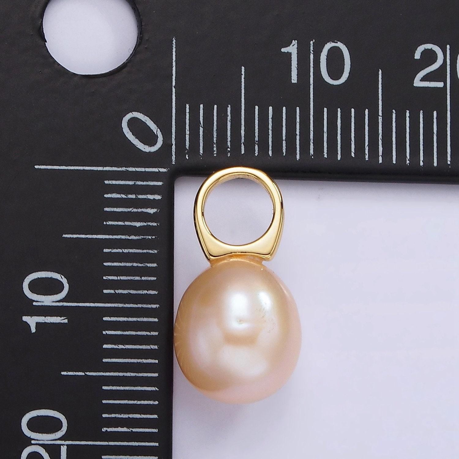 Big hole 14k gold filled 16mm peach pink freshwater pearl button drop for wedding minimalist jewelry for necklace earring component | p1663