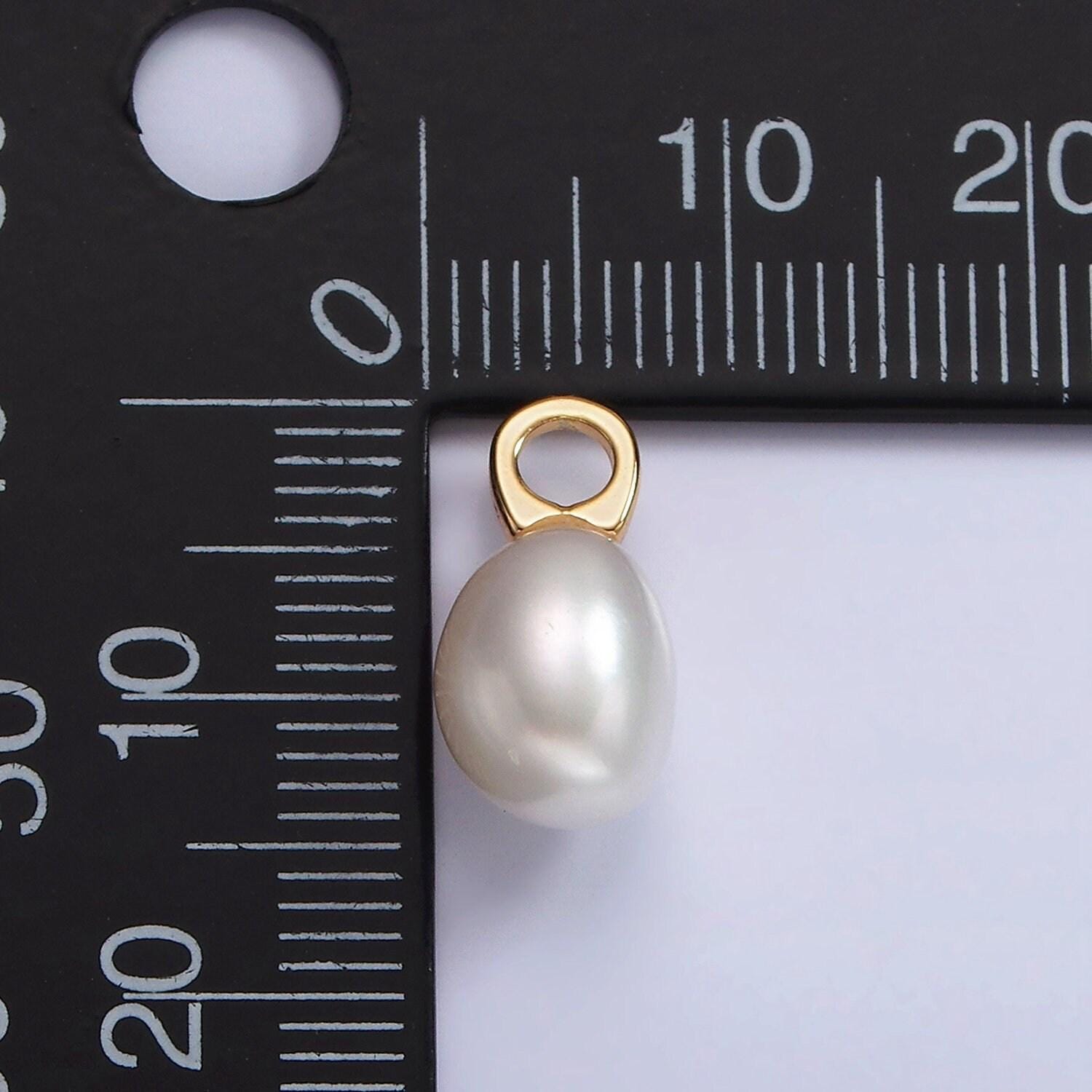 Big hole 14k gold filled 8mm shell pearl button drop for wedding minimalist jewelry for necklace earring component | p1656