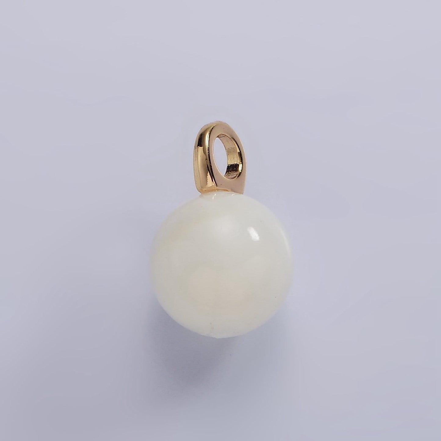 14k gold filled 11mm round natural shell pearl gemstone drop charm | p1645