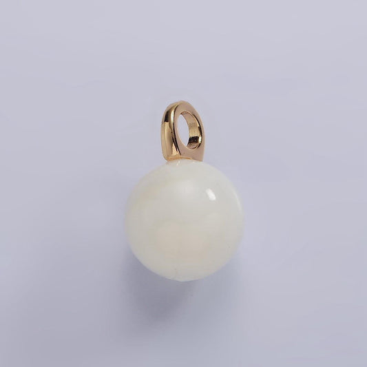 14k gold filled 11mm round natural shell pearl gemstone drop charm | p1645