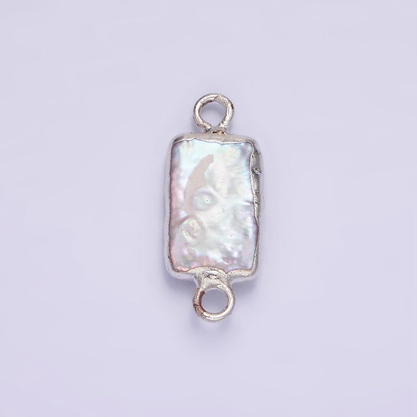 Silver freshwater pearl rectangle pearl charm connectors for bracelet necklace link connector p-1621