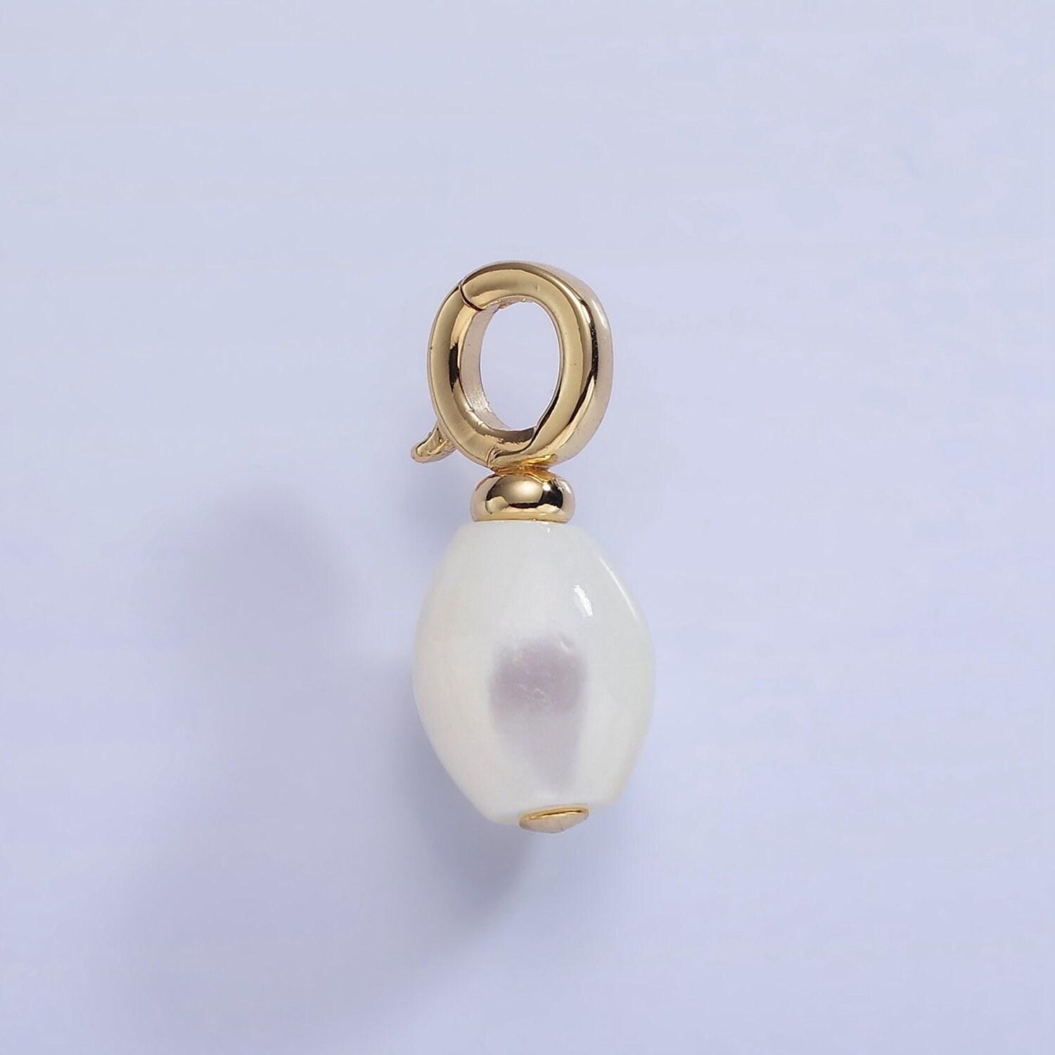 Beautiful white oval pear pearl charm teardrop genuine freshwater wedding pearls pendant p1588