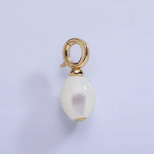 Beautiful white oval pear pearl charm teardrop genuine freshwater wedding pearls pendant p1588