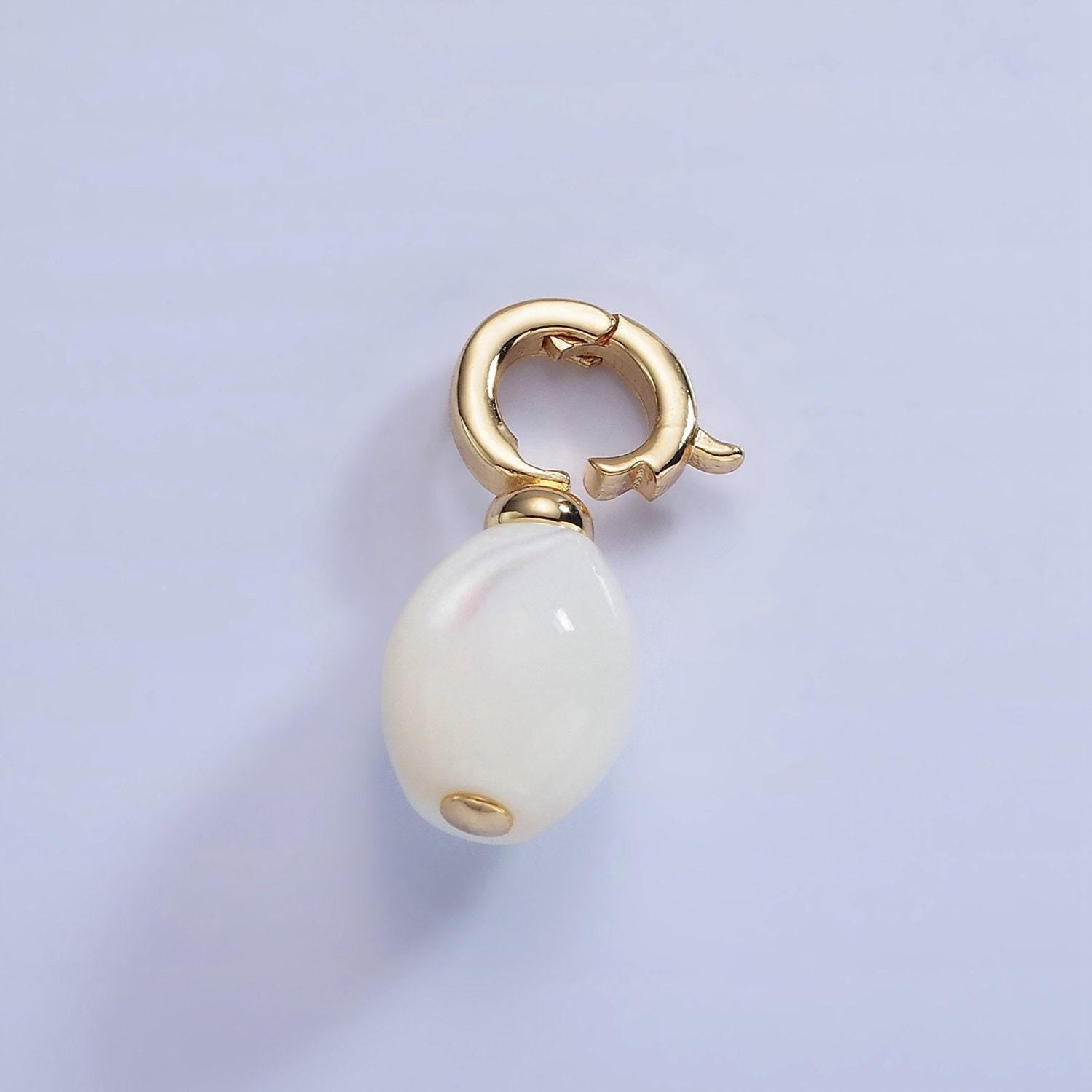 Beautiful white oval pear pearl charm teardrop genuine freshwater wedding pearls pendant p1588