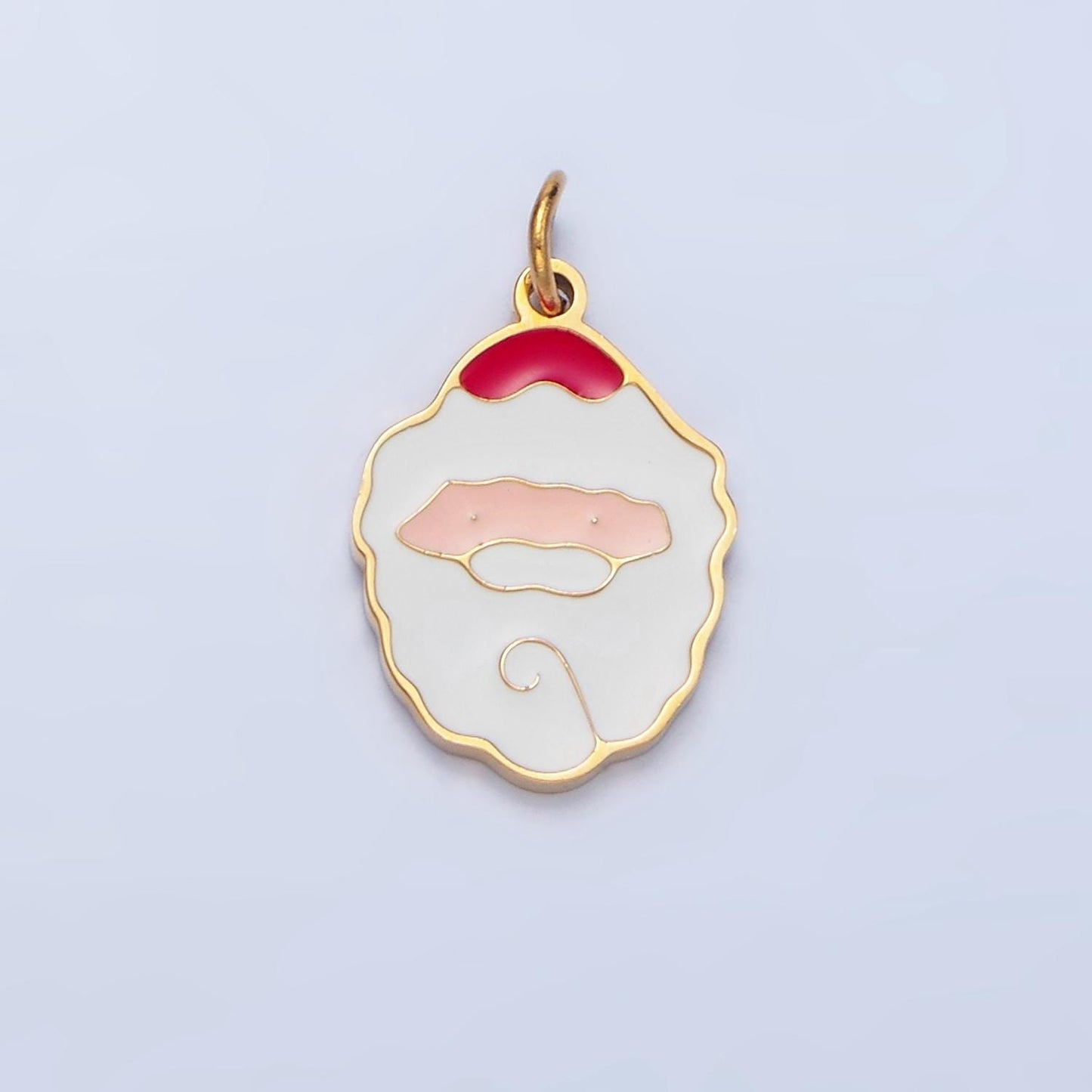 Enamel santa clause stainless steel christmas holiday charm | p-1518
