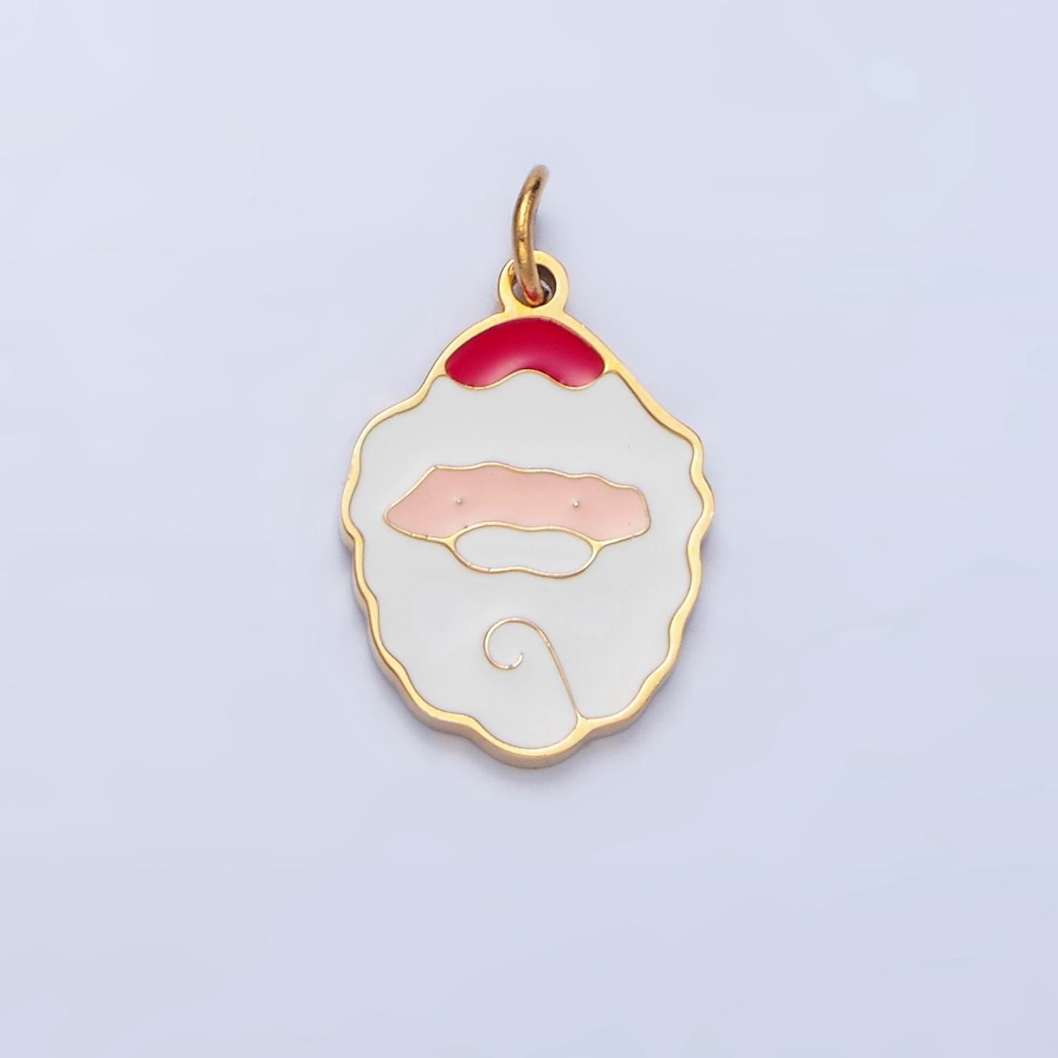 Enamel santa clause stainless steel christmas holiday charm | p-1518