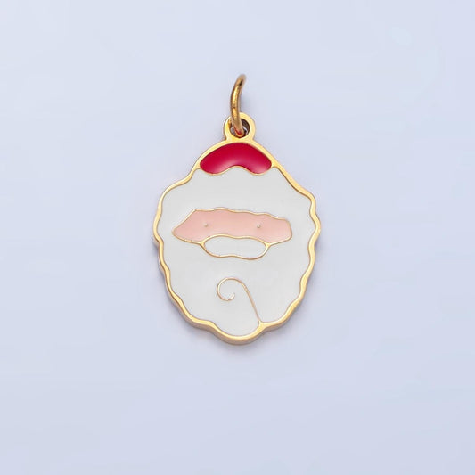 Enamel santa clause stainless steel christmas holiday charm | p-1518