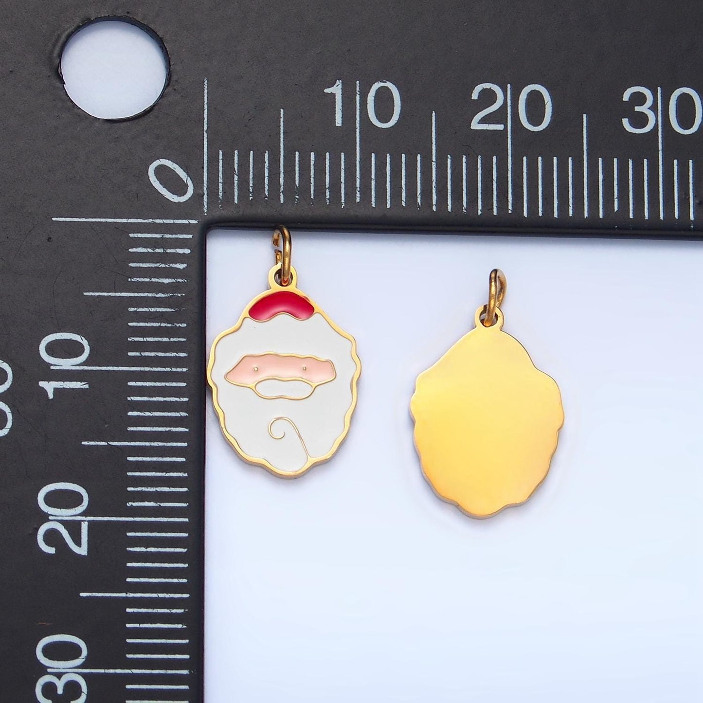 Enamel santa clause stainless steel christmas holiday charm | p-1518