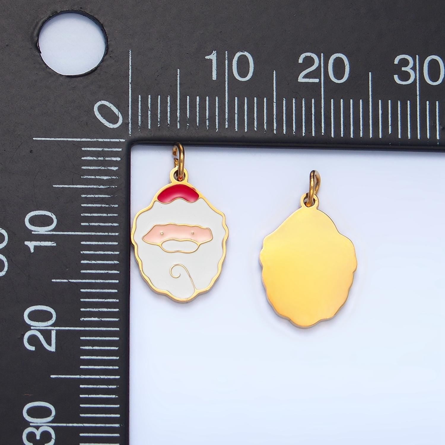 Enamel santa clause stainless steel christmas holiday charm | p-1518