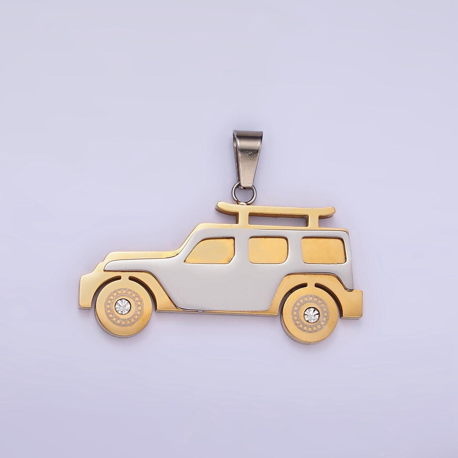 Stainless steel suv car charm for necklace bracelet pendant wagon truck transportation mix charm p-1446
