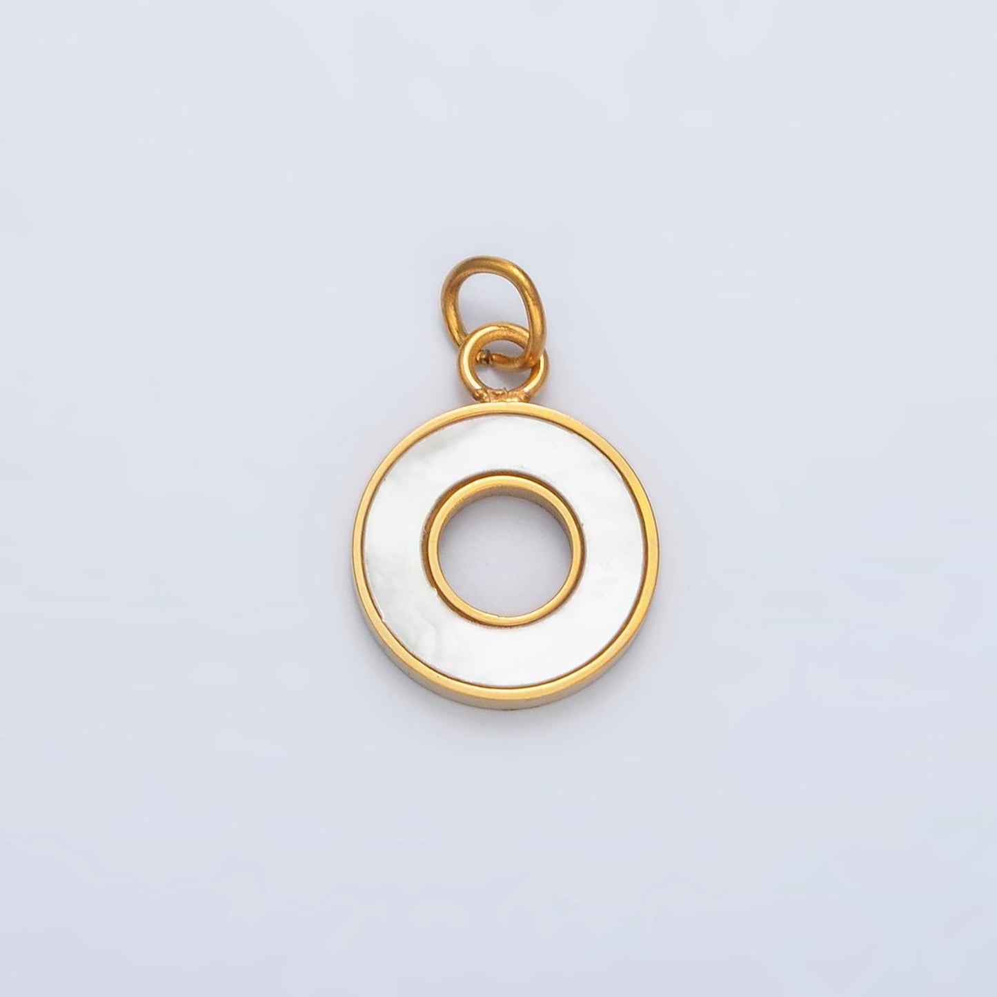 Stainless steel open round shell pearl charm p-1039