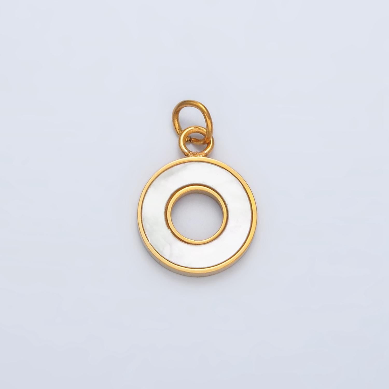 Stainless steel open round shell pearl charm p-1039