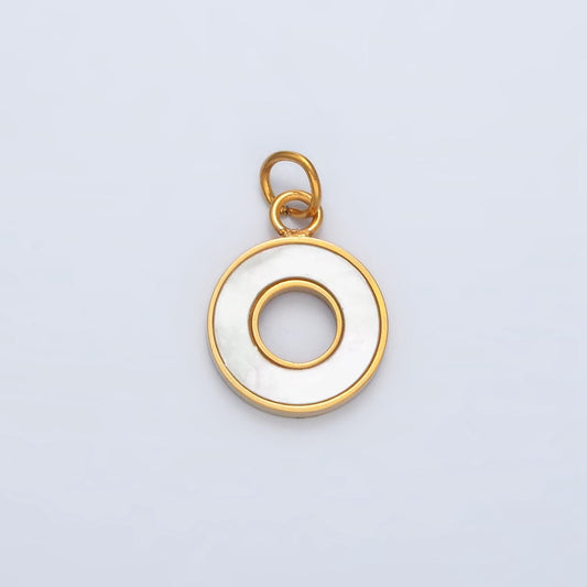 Stainless steel open round shell pearl charm p-1039