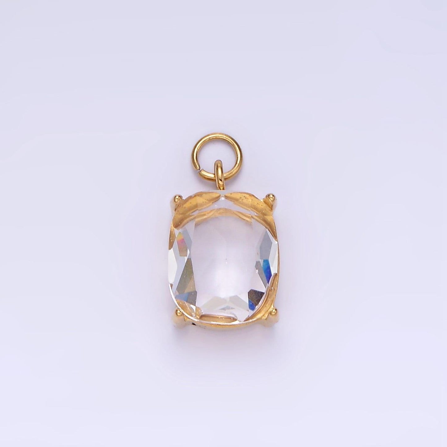 Stainless steel clear, purple, red, black, green multifaceted cz charm | p982 p986