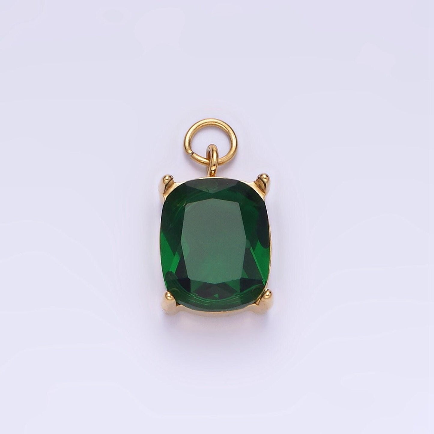 Stainless steel clear, purple, red, black, green multifaceted cz charm | p982 p986