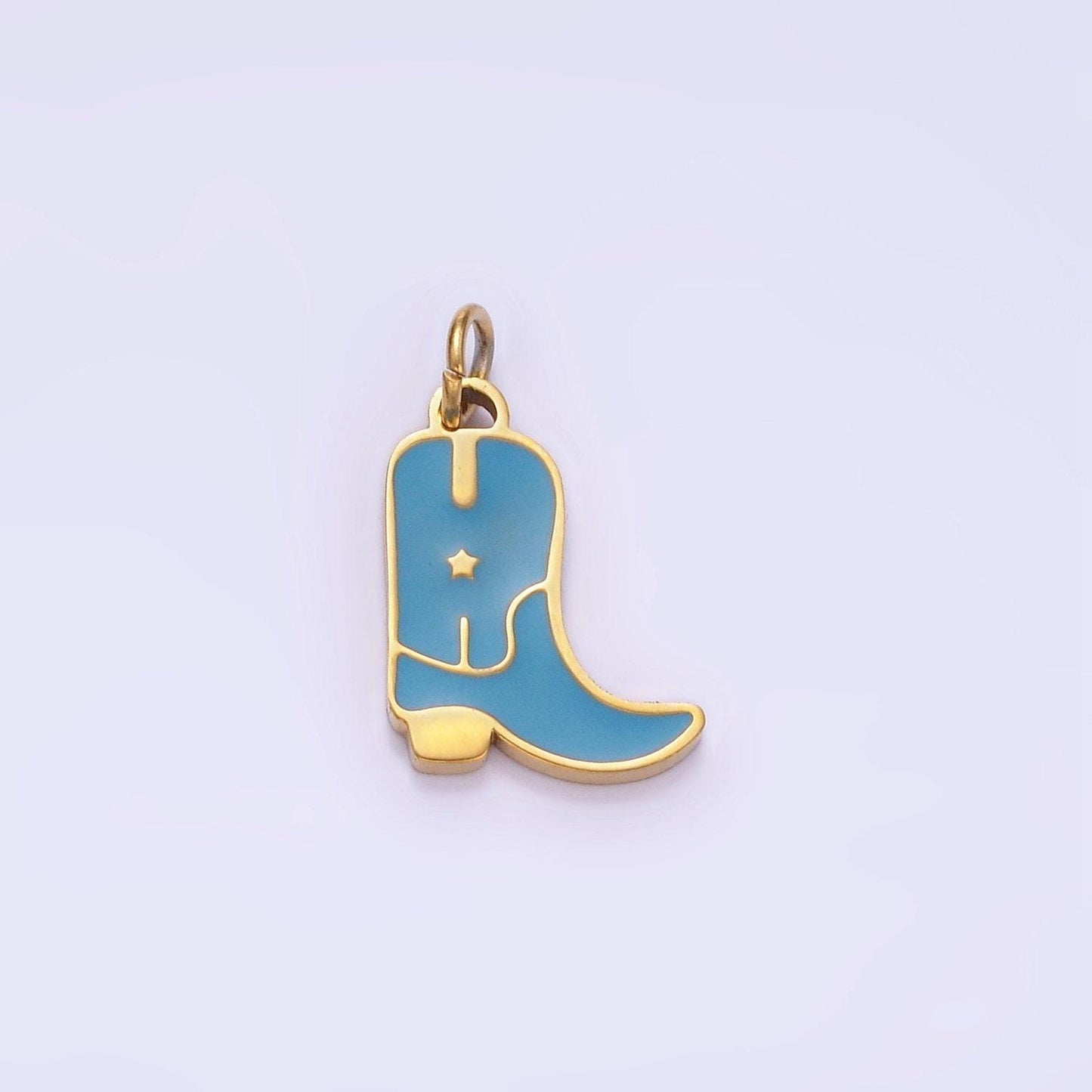 Stainless steel 15mm cowboy enamel boots charm | p-959