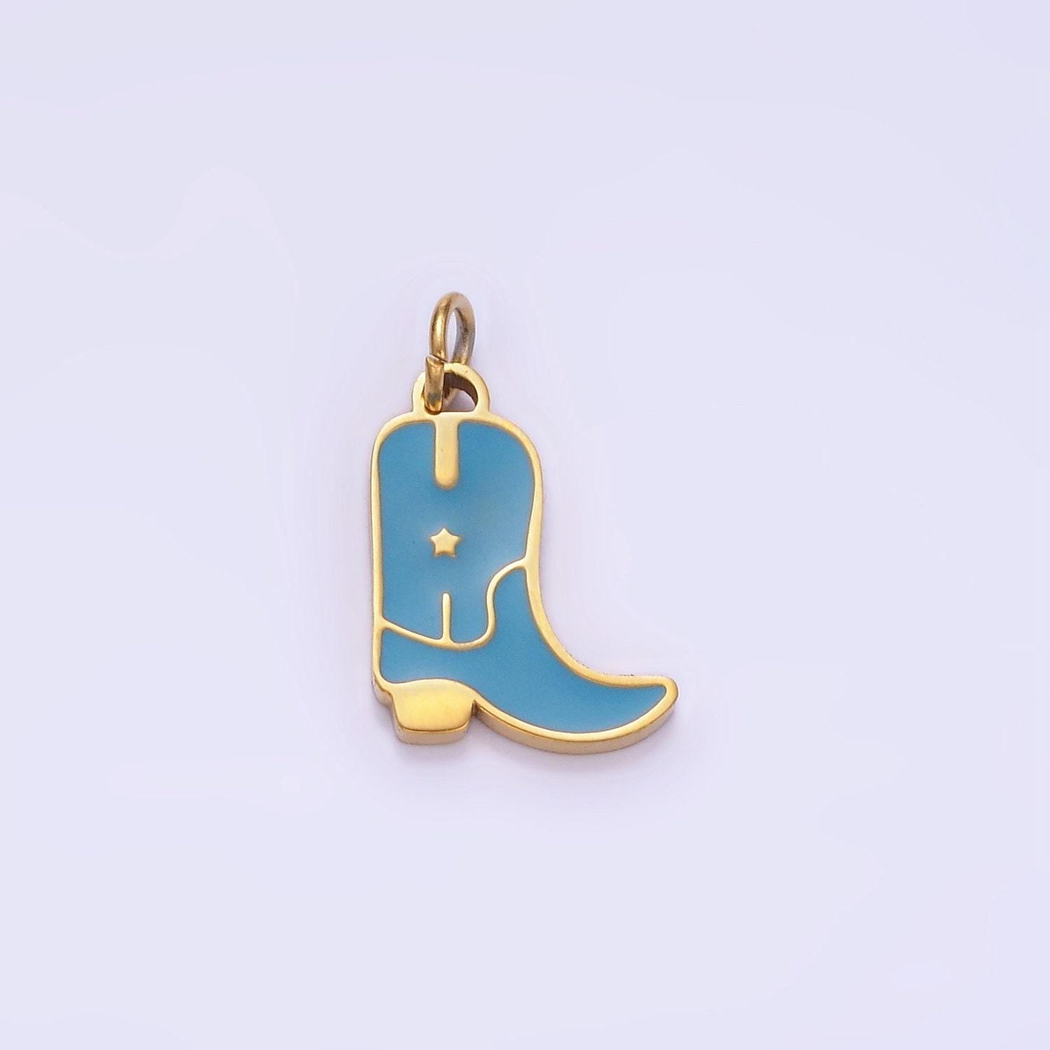 Stainless steel 15mm cowboy enamel boots charm | p-959