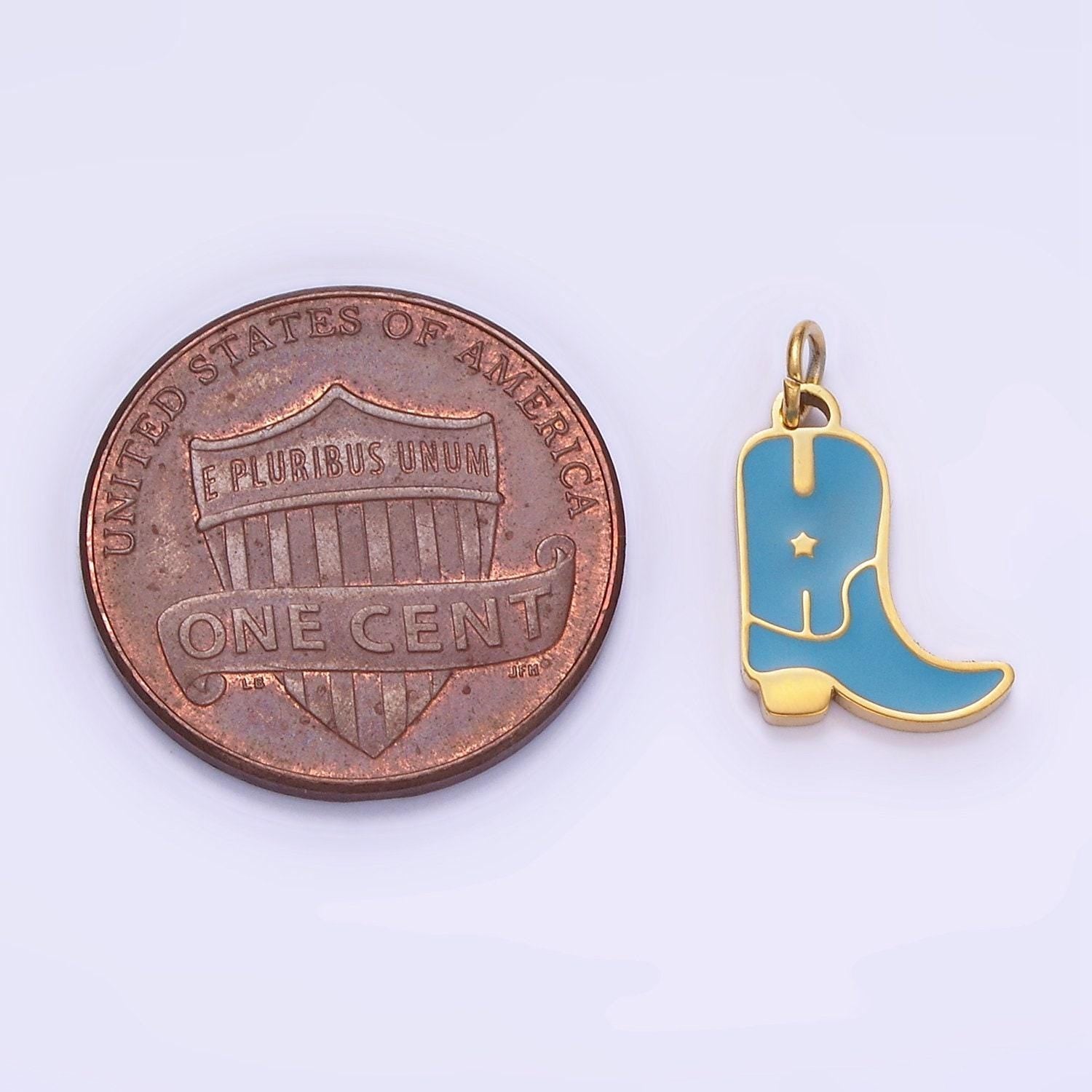 Stainless steel 15mm cowboy enamel boots charm | p-959