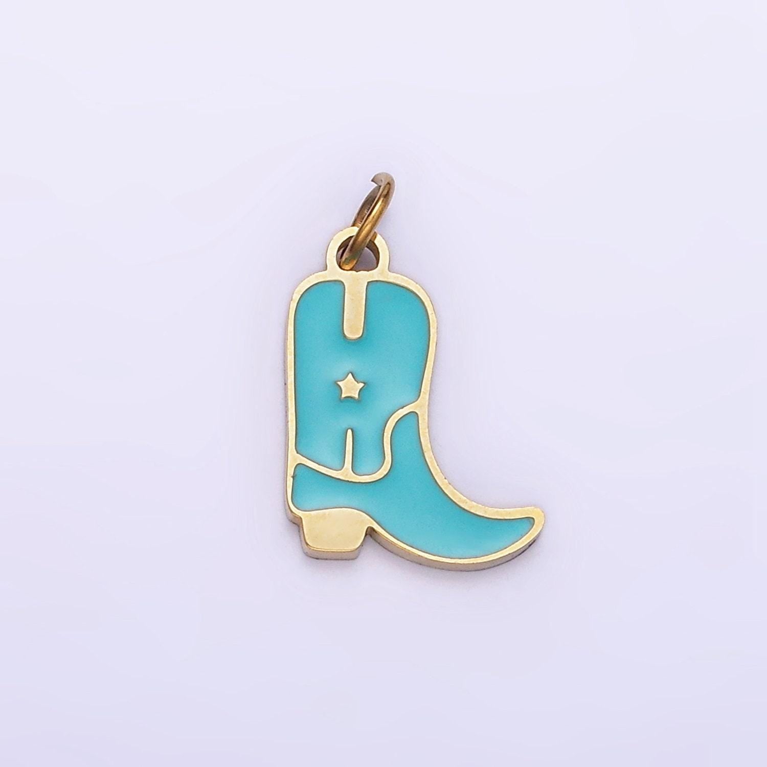 Stainless steel 15mm cowboy enamel boots charm | p-959