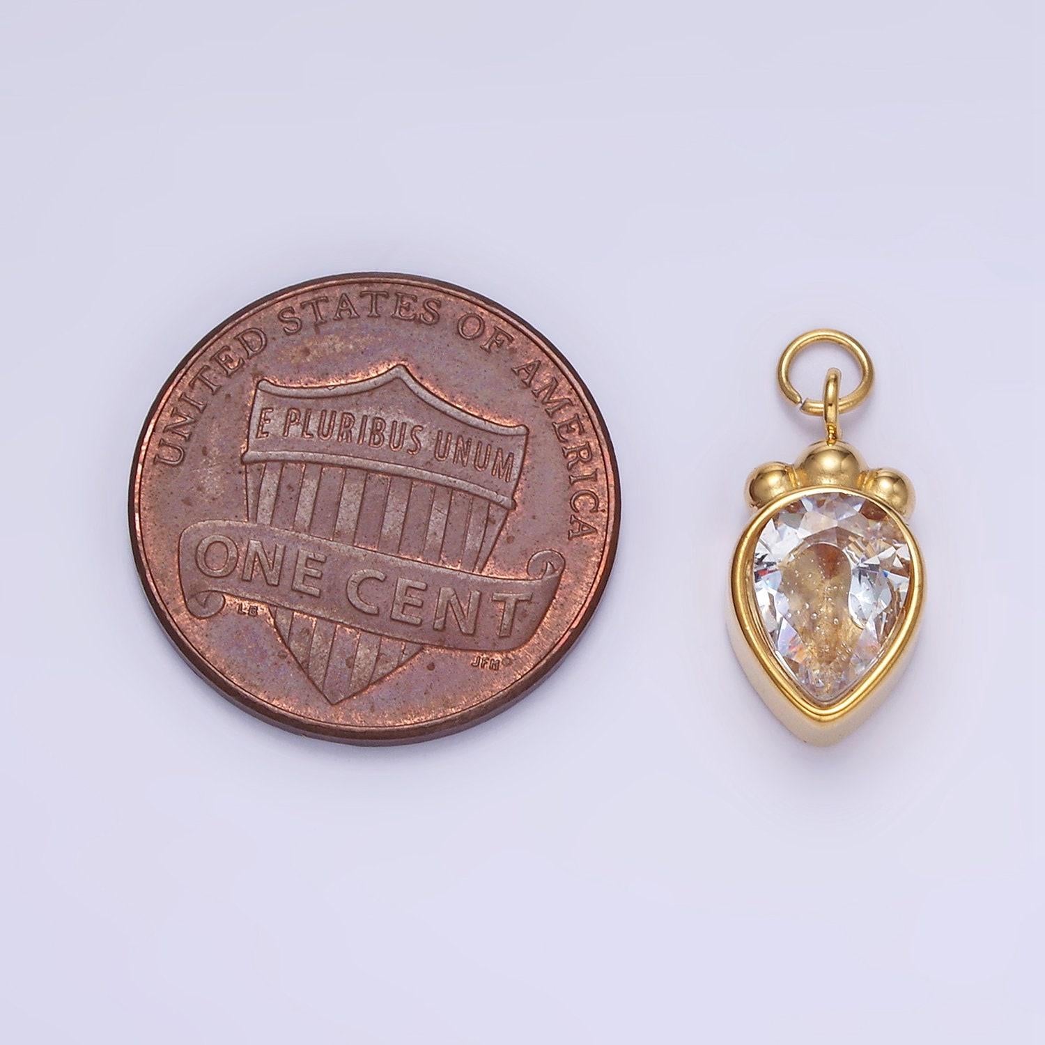 Stainless steel teardrop cz, carrot add-on charm | p-956