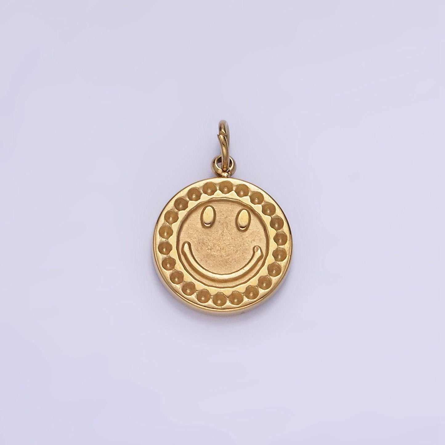 Gold stainless steel happy smile face charm pendant for wholesale jewelry making supplies p950