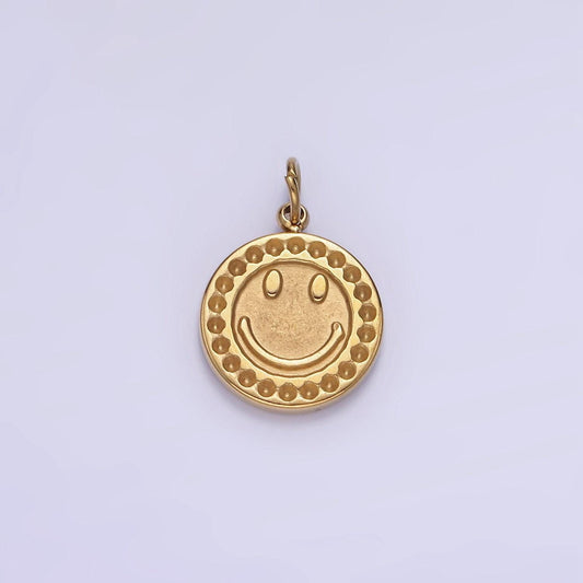 Gold stainless steel happy smile face charm pendant for wholesale jewelry making supplies p950